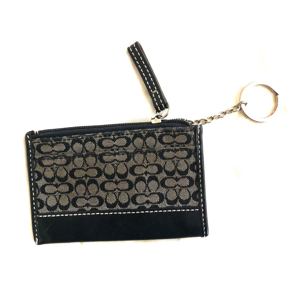 Authentic grey Coach coin purse with keychain